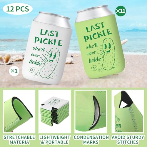 Image of 12 Pcs Last Pickle Bachelorette Coolers Green Cucumber Neoprene