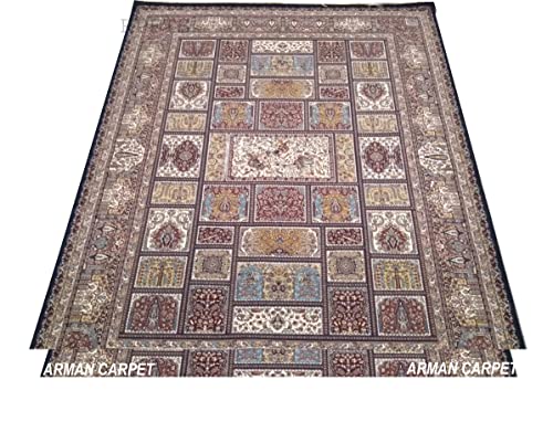 Image of High Density Export Quality Classical Pure Silk Carpet for Your Hall & Living Room 4 X 6 Feet (90x150 cm) Ivory Multi
