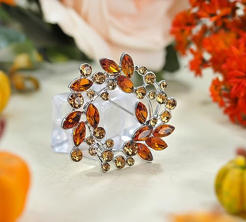 Image of Gyn&Joy Clear Crystal Rhinestone Floral Wreath Pin Brooch BZ005