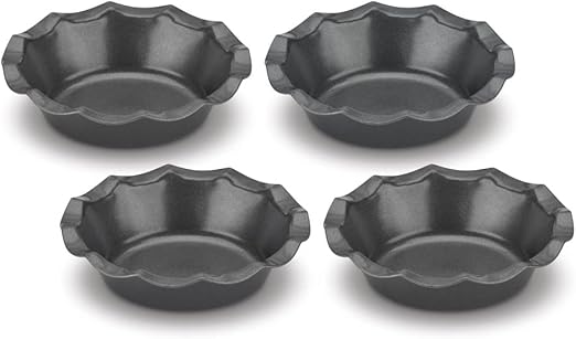 Cuisinart 4 Piece Fluted Tartlet Pan Set, Mini, Steel Gray