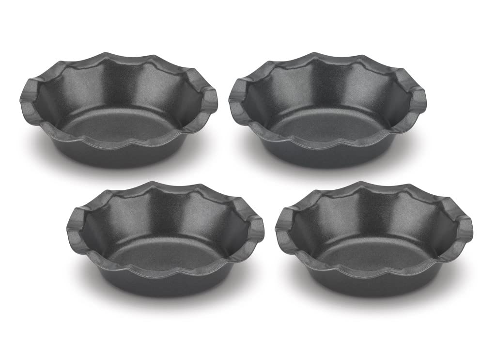 Moule à tartelette cannelée Cuisinart Cmbm-4flt en acier gris, lot de 4 pièces mini
