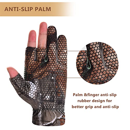 Ehemy Camo Hunting Gloves Fingerless Camouflage Lightweight Gloves Anti-Slip Outdoor Hunting Fishing Accessories Gear (L) #TOP2