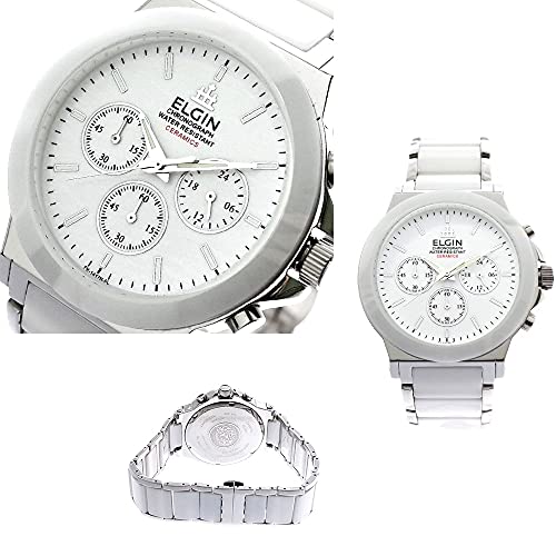 エルジン ELGIN 腕時計 メンズ FK1417C-W セラミックス クロノグラフ クォーツ ホワイト 国内正規