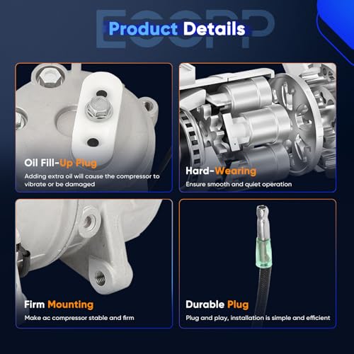 Image of ECCPP AC Compressor for Isuzu Rodeo L4 2.6L 1991-1993 | for Isuzu Trooper 1.9L 2.2L 2.3L 1984-1987 for Isuzu Trooper 2.6L 2.8L 1989-1991 AC Compressor with Clutch Rapid Cooling