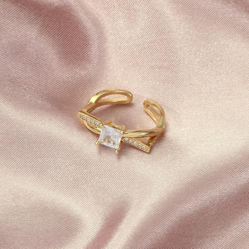 Image of SALTY Anti Tarnish Forever Radiance Gold Finger Ring for Women | Adjustable Fancy Jewellery Design | Fashion Accessories for Girls | Minimal Jewelry | Marriage, Birthday | Gift for Valentine Day