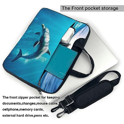 Sac pour ordinateur portable dauphin imprimé mer bleue - 4