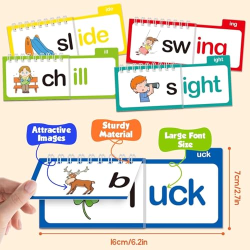 Image of Word Family Build Book 30 Piece Phonics Flip Cards ABC Vocabulary and Sight Word Learning Game for Toddlers Kids Kindergarten Reading Practice Educational Toy