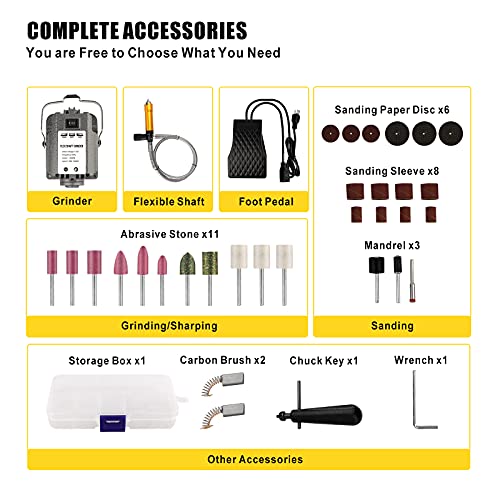 ATOLS 1000W Flex Shaft Rotary Tool Electric Hanging Grinder Carver,Electric Multi-function Metalworking Tools Repair Kit,Foot Pedal Control,Metal Flexible Shaft,Suitable for Carving, Buffing,30000 RPM - Thumbnail 4