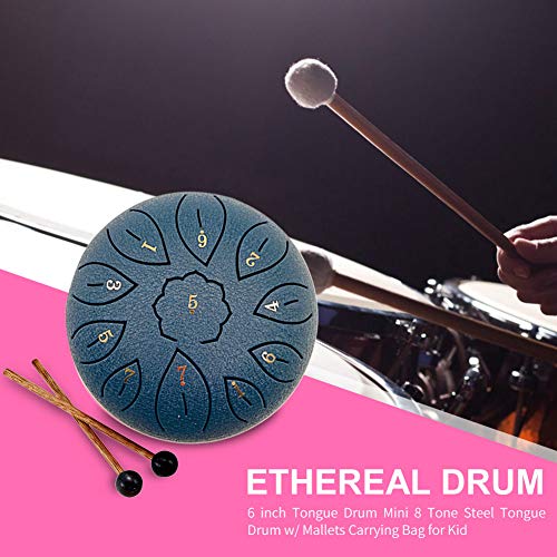 Steel Tongue Drum 11 Notes 6 Inches, Dia Lotus type Steel Handpan Drum Tung Drum C-Key with Mallets Book, Notes Sticker, Drum Stick Holders, Finger Picks, Bag for Children Beginner