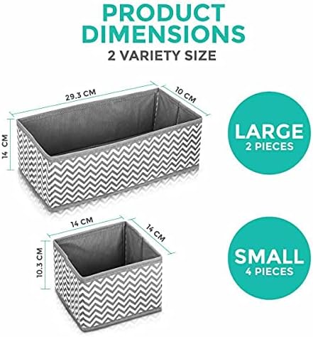 6 Section Canvas Storage Storage Box - Foldable Wave Storage Organiser Boxes for Socks, Ties, Bras, Clothes, Underwear - Drawer Canvas Cube Large Storage Container Boxes for Home, Offices and Hostels