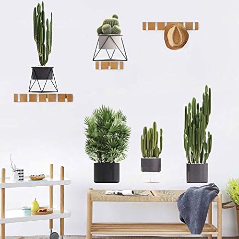 Tropical Plants Tree Wall Stickers Green Potted Plants Removable Wall Decals for Living Room Bedroom Office Home Decoration (Cactus) Cover
