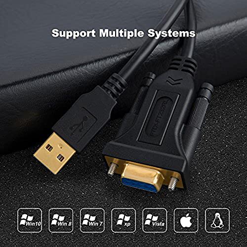 Cablecreation Usb To Rs232 Serial Adapter (Ftdi Chip), 6.6 Feet Usb To Db9 Female Converter Cable For Windows 10, 8.1, 8, 7, Vista, Xp, Linux And Mac Os X, Macos, 2 Meters/Black #TOP4