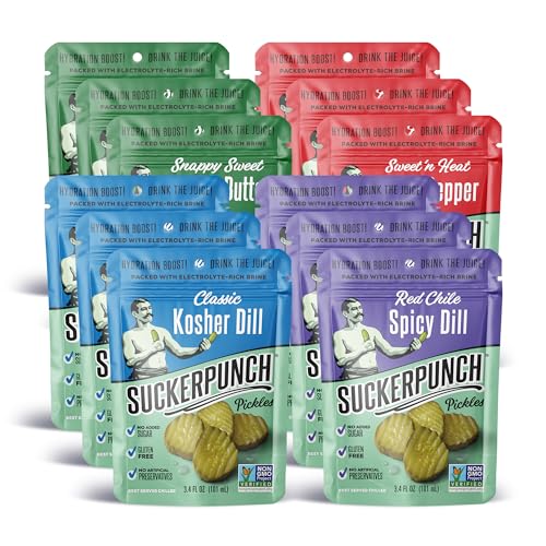 SuckerPunch Pickles in a Pouch, 4-Flavor Variety Pack, 3.4oz...
