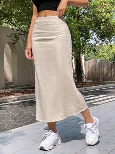 Womens Summer Long Midi Skirt High Waist Loose A Line Knee Length Skirts For Women4