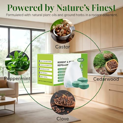 Image of Pest Rodent Repellent, 28 Pack Natural Peppermint Oil Packs Keep Mice, Rats, Spiders, Roaches, Ants, Bugs, and Squirrels Away from Home and Garden Safe for Family or Pets