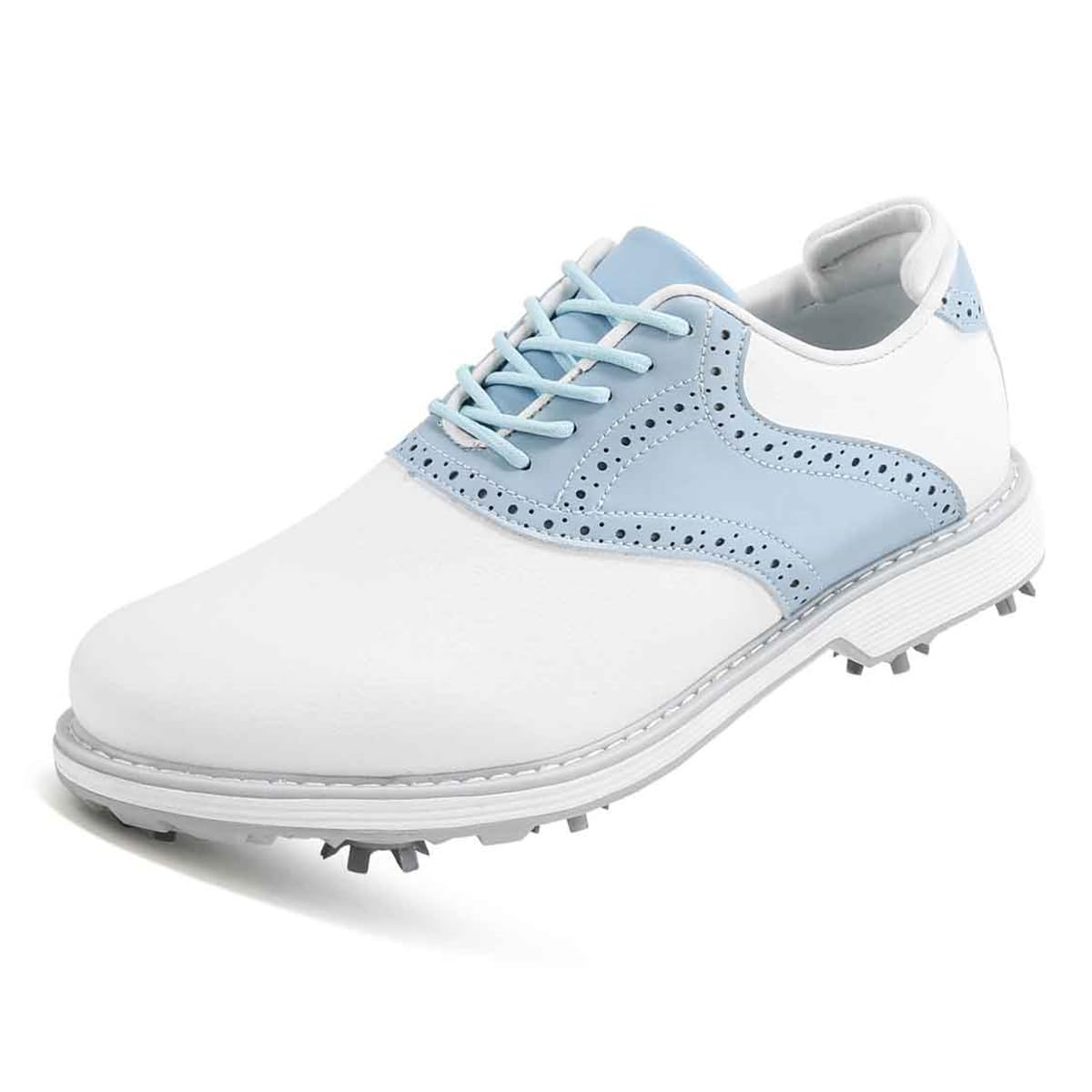Zapatos De Golf con Clavos para Damas, Parte Superior De Cuero Impermeable Amortiguación Zapatillas De Entrenamiento Deportivo para Caminar Cómodas