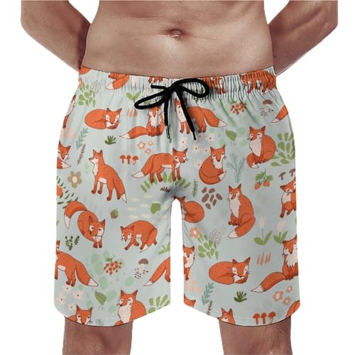 Shorts de bain homme renard roux swim trunk maillot de bain poches M