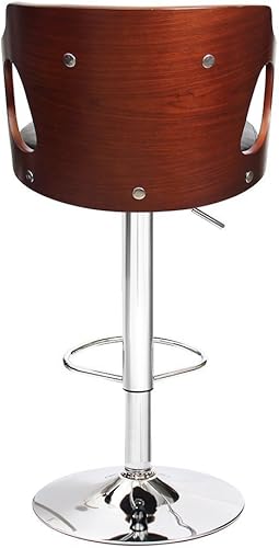 Miniatura 9 de Homall Taburetes de bar de madera curvada de nogal, altura ajustable, taburetes de bar modernos de cuero con respaldo de vinilo, taburetes de bar