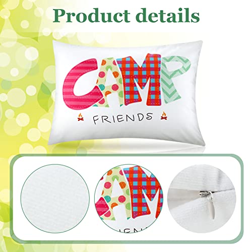 Image of Moukeren Camp Friends Girl Autograph Pillowcase Summer Camp Pillowcase Travel Pillow Case Travel Pillow Cover for Kids Package Stuff Essentials Sleepaway Accessories (Multi Colors,1 Pcs)
