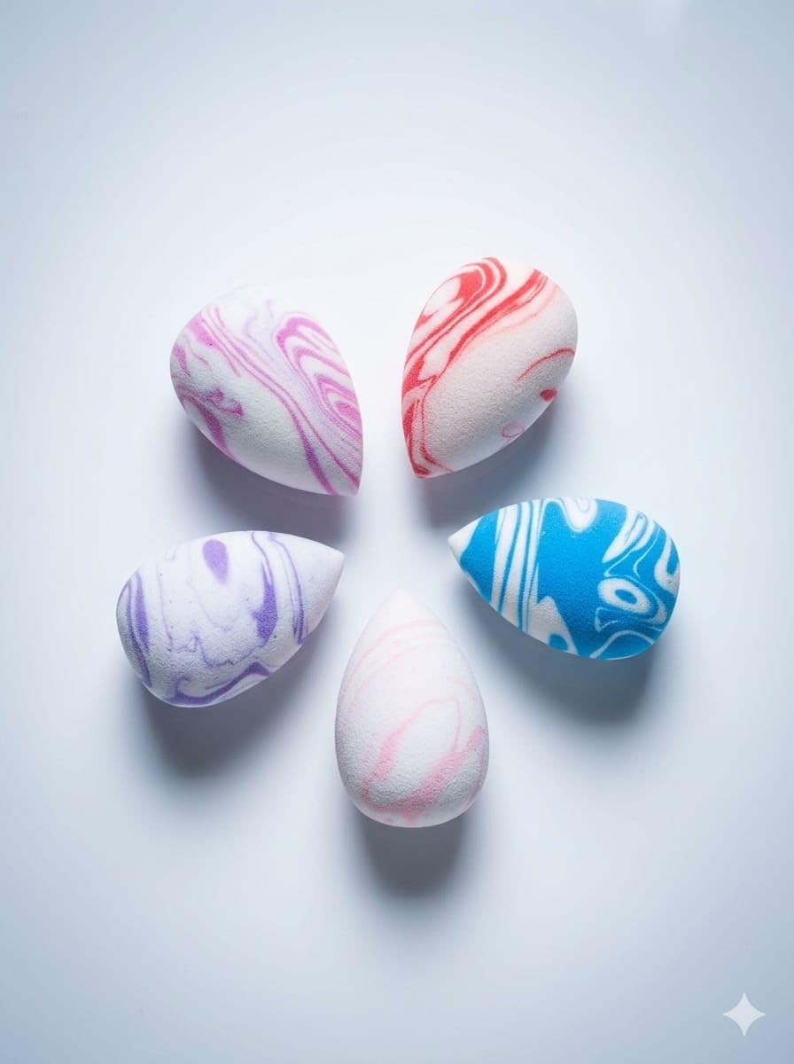 Mini makeup blender 5Pcs Sponge Set, Soft Egg Shaped Blending Puff For Flawles Makeup, Blender for Liquid Foundation, Cream, Powder, Wet And Dry Makeup Applicator For Girls, Women (Multicolor)-image-23