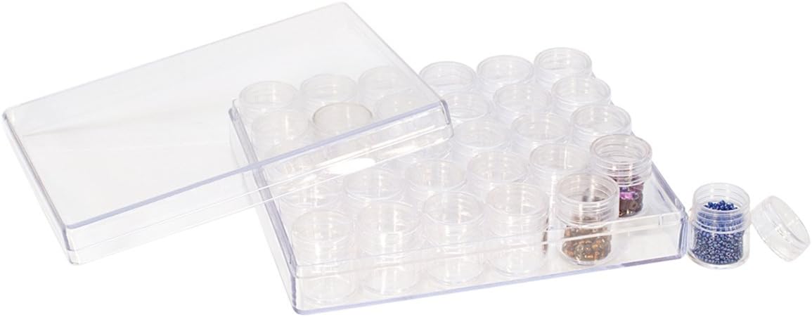 PMC Supplies LLC 6" x 5" x 1" 30-in-1 Plastic Storage Containers for Jewelry Beads Findings Organization Box