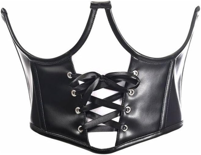 Daisy corsets Women's Top Drawer Faux Leather Steel Boned Lace-up Open Cup Waist Cincher