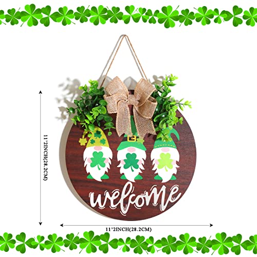 Davsolly St Patrick Day Welcome Sign For Front Door Décor St Patrick Day Wood Door Wreath With Gnomes Shamrock Burlap Bow Decoration #TOP5