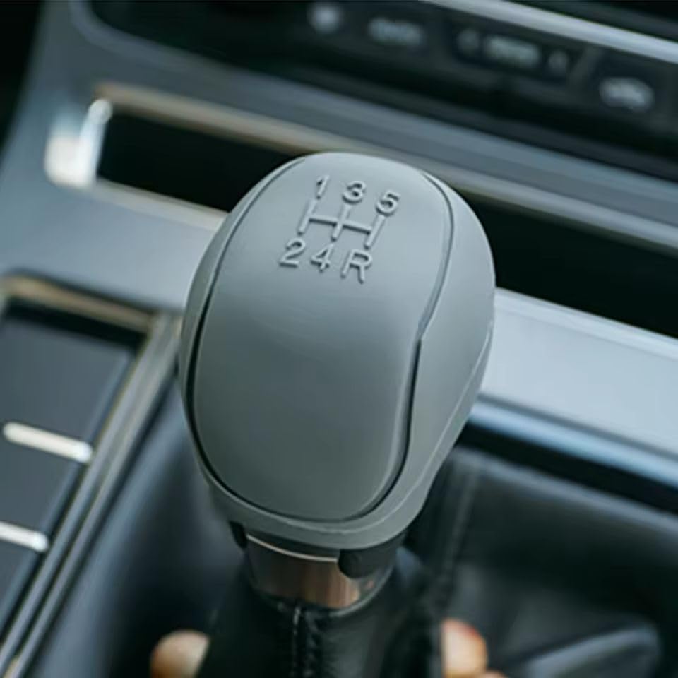 Image of AutoBizarre Car Interior Decoration Anti-Slip Scratch-Resistant 5 Speed Gear Shift Knob Rubber Silicone Cover for All Cars, Vans & Trucks (Grey)