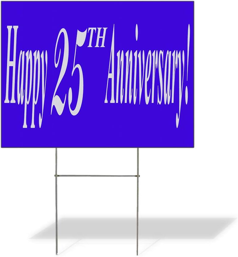 Weatherproof Yard Sign Happy 25Th Anniversary Purple Blue Lawn Garden 18x12 Inches 2 Sides Print