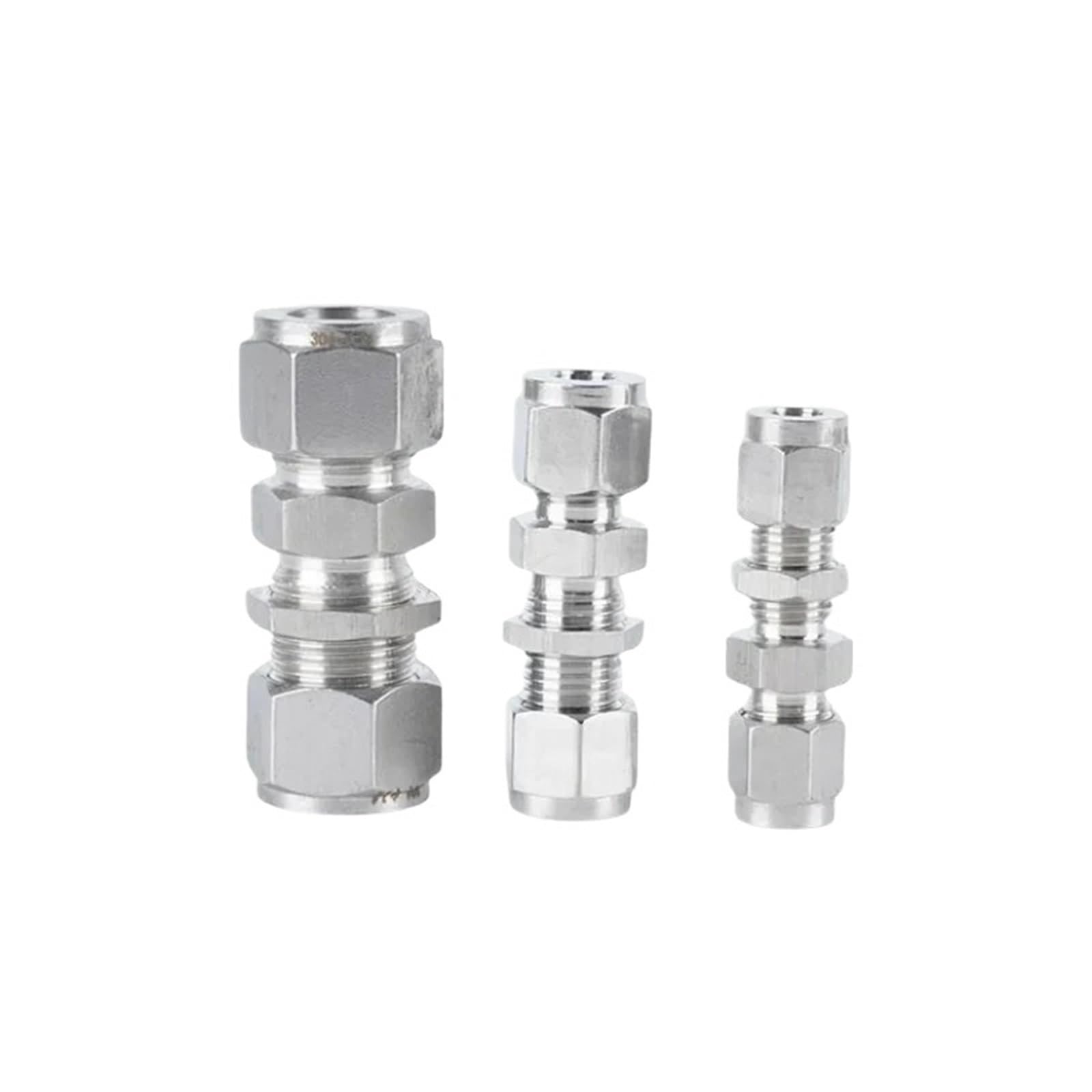 Adaptador de conector de mamparo de unión recta de acero inoxidable 304 con doble casquillo hidráulico (6,35 mm)