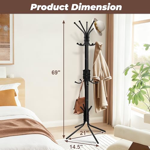 Outspurge Metal Coat Rack, Freestanding Coat Tree and Hall Tree with 15 Hooks, Sturdy - image 3