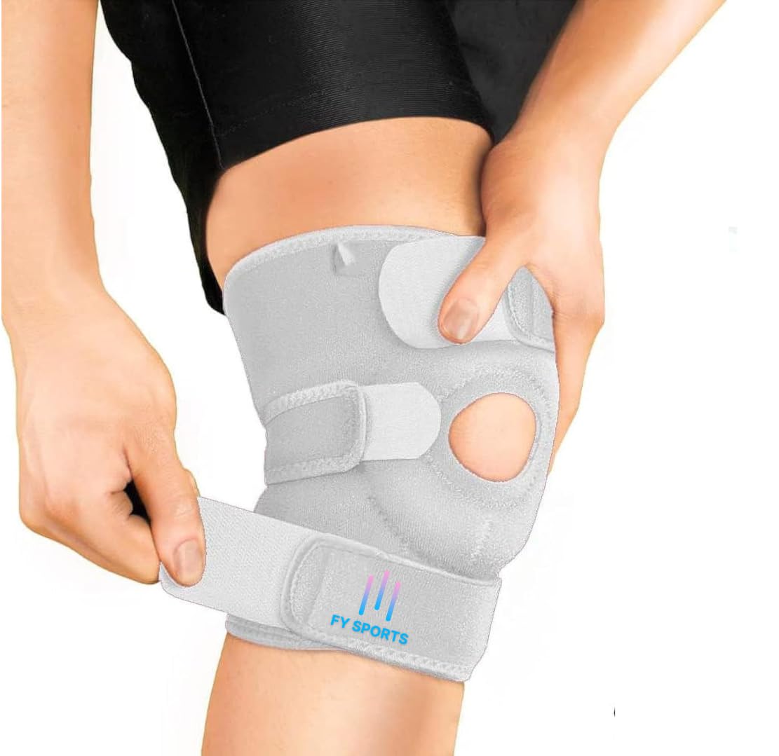 Neoprene Adjustable Knee Support Patella|Knee Support For Men And Women|Knee Cap|Knee Brace|Knee Guard |Knee Cap|Knee Pain Relief |Knee Belt|Joint Pain Relief (Grey)