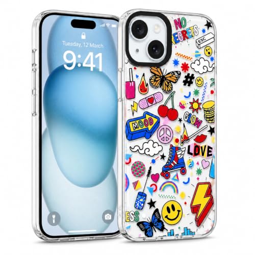 Image of SQUIF for iPhone 15 /14 Plus Back Case Cover Silicone Transparent Soft Design Art Printed | Camera Bump Protection (Multicolor)