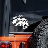 Mountain Life Decal Vinyl Sticker Auto Car Truck Wall Laptop | White | 5.5' x 4.5'