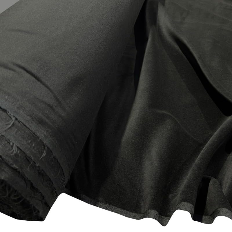 EU Fabrics Cotton Velvet Fabric | Soft Shiny Sleek Material for Dressmaking | Ideal for Jackets, Garments, Dresses and Curtains | Upholstery Plain Fabric by the Metre (Black, 1 Metre x 112cm)