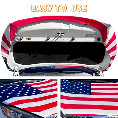 Image of Guatemalan Flag Car Hood Cover - 63 inchx47 inch (5x4 FT) Car Hood Cover, Durable Elastic Fabric for Car Decor Fit Most Car, SUV's Hood