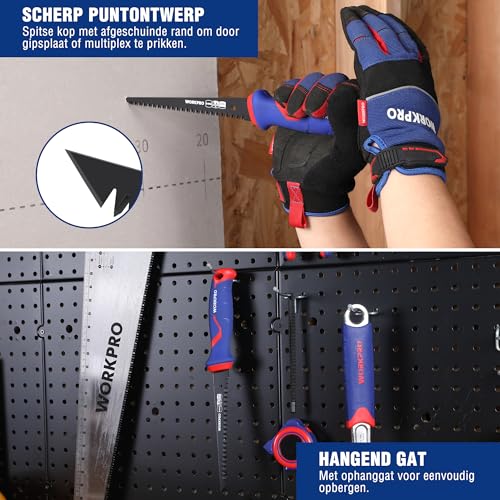 WORKPRO Jab-zaag 150mm met Bimetalen Mes 8TPI Gipskartonzaag Gipsplaat Zaag Jab-handzagen, Ideaal voor Zagen van Gipsplaten Wandbord Multiplex - Afbeelding 6