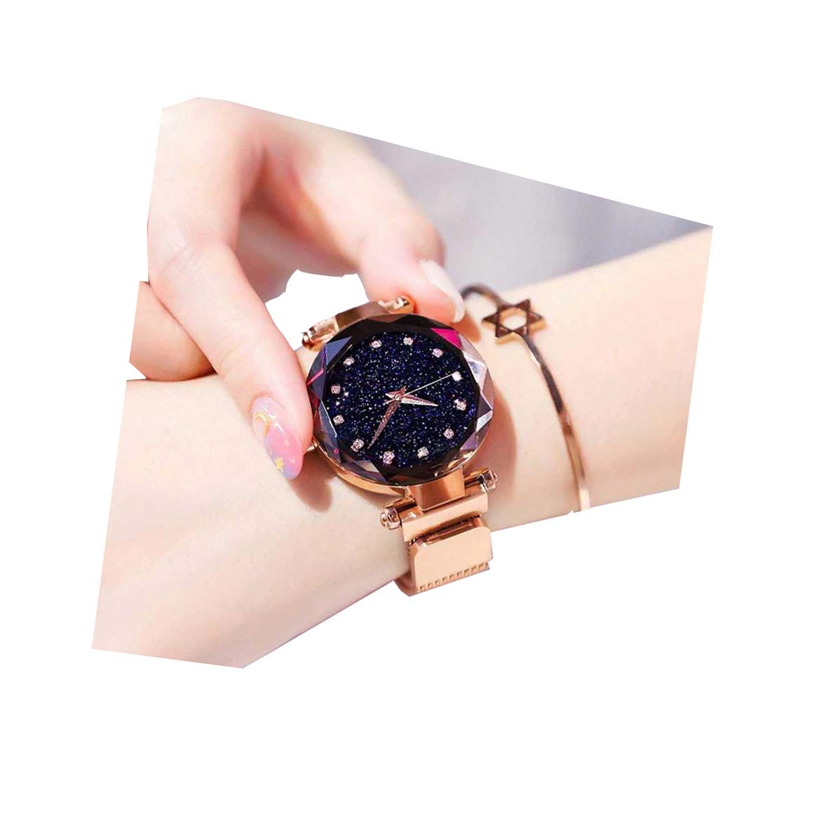 Acnos® Premium Black Round Diamond Dial with Latest Generation Rosegold Magnet Belt Analogue Watch for Women Pack of - 1 (DM-ROSEGOLD01) (B0842VXW8Z) Amazon Price History, Amazon Price Tracker