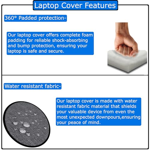 Image of Laptop Sleeve for 14 inch Laptop, Set of 2 Grey Fabric Sleeves (14)