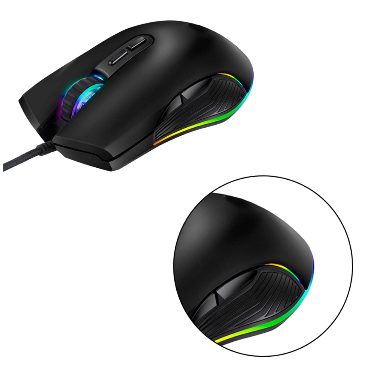 NUOBESTY Mouse Da Gioco Usb c Cablato Tasti Programmabili Rgb Retroilluminato Ottico Dpi Regolabili Ergonomico Per Pc e Laptop