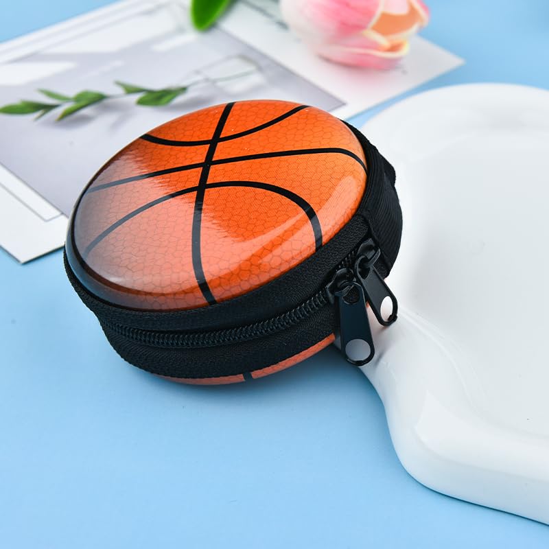 Basketball Purse Pouch with Strap Small Round Pouch Purses Change Wallet Organizer Sports Trinkets Pouches Storage Bag Case Waterproof Travel Pouches