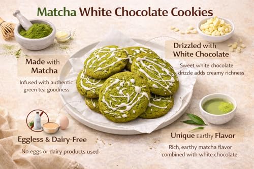 Image of MOM'S BAKERY Homemade Crunchy Matcha Cookies 200 gm Soft, Chewy & Freshly Baked Snack Treats- Ideal for Gifting | Perfect for Biscuit Lovers | T45 Flour, Butter, Sugar, Vanilla Essence | Healthy & High Fiber for Anytime Cravings for Tea Time