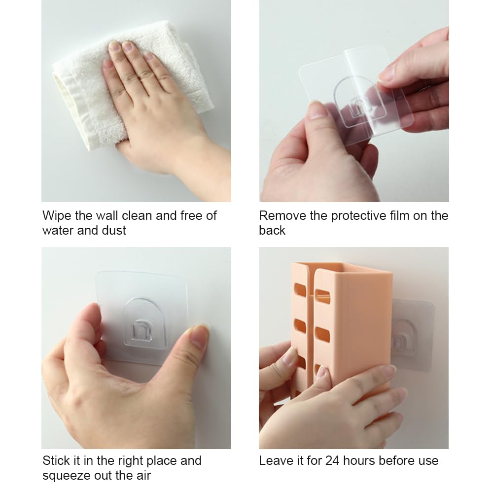 12 Crochets Auto-Adhésifs WYAN - Transparents Et Gris Pour