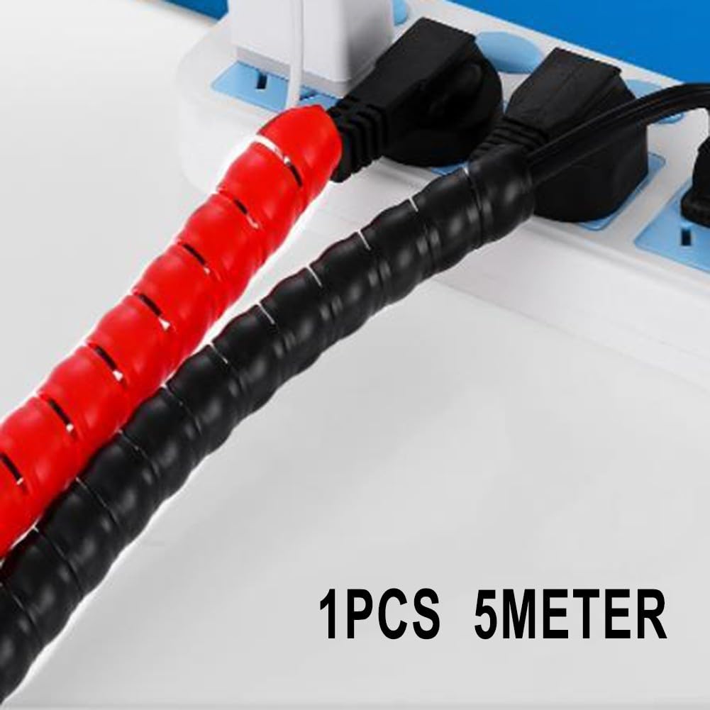 Protector de manguera flexible de 5 m en espiral negro para cables hidráulicos y neumáticos, y ligero (D-12 mm)