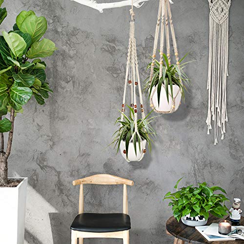 Augshy Macrame Plant Hanger, 2 Packs Plant Hangers, Hanging Planter For Indoor Plants Decorative Macrame Pot Hanger For Home Decor #TOP4