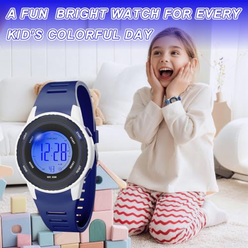 Image of Kids Digital Analog Watches for Girls Boys, 7 Color Lights Waterproof Cute Wristwatches for Kids with Alarm Stopwatch, Great Present for Girls Boys Ages 5-13