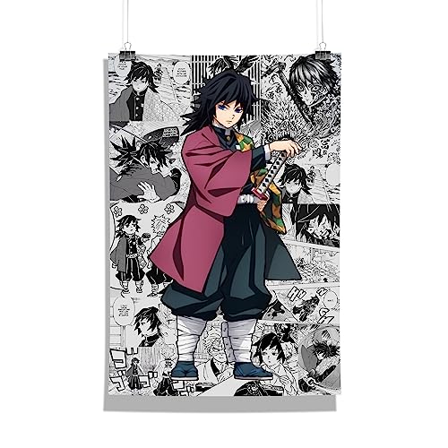 Image of MCSID RAZZ - Demon Slayer - Giyu Tomioka - The Water hashira Design A4 Size Poster (With Frame) - Best Gift For Demon Slayer Fans /Best Artifacts To Your Home & Decor /For Anime Fandom