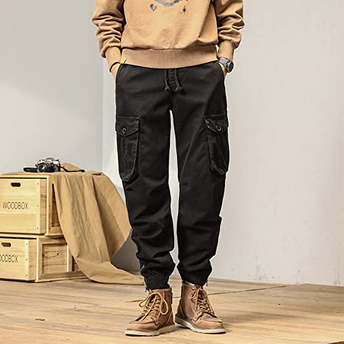 Slim Fit Cargo Pants for Men with Pockets Streetwear Boys Jogger Pants Trousers2