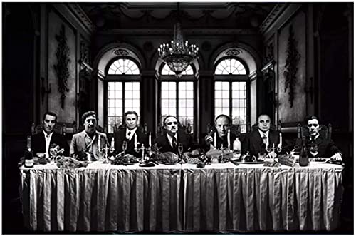 Toile la dernière cène film gangster collage photo noir et blanc 40x60