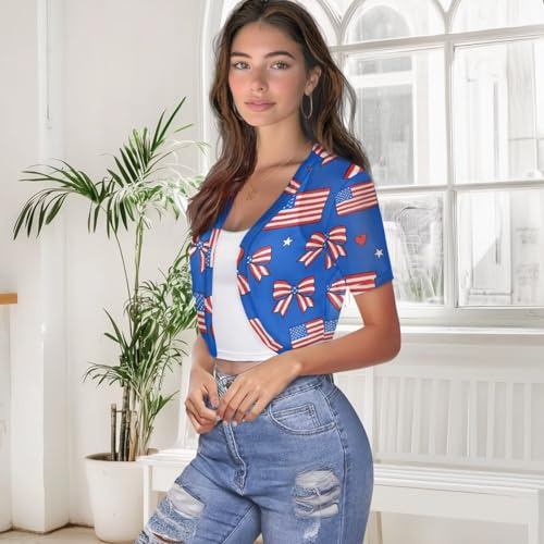 Image of Womens Short Sleeve Bolero Shrug Open Front Knit Cropped Cardigan Shoulder Cover for Dress Cute Casual Knit Cover Up
